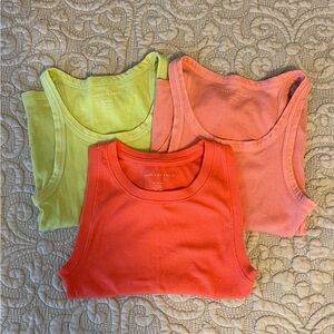 Set of 3 American Eagle Outfitters Tank Tops - Lime, Coral, and Peach